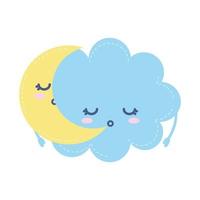 moon and cloud sleeping on white background vector