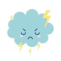 weather icon of a angry cloud with thunders vector