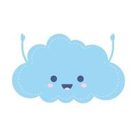 nube sonriente icono de tiempo sobre fondo blanco vector