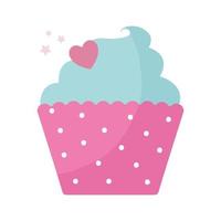 cupcake topped with blue frosting vector