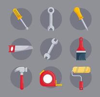 nine repair tools vector