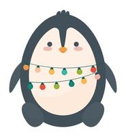 bonito pingüino de navidad vector