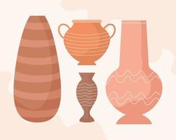 cuatro frascos de cerámica vector