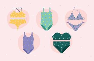 five lady underwears vector