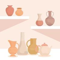 pottery jars card vector