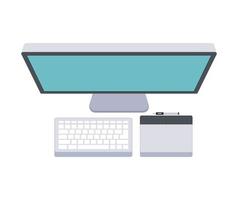 desk computer design vector