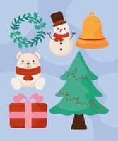 six holiday items vector