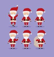 seis bonitos santas vector