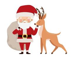 santa con renos vector