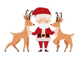 santa con renos vector