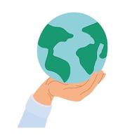 earth on hand vector