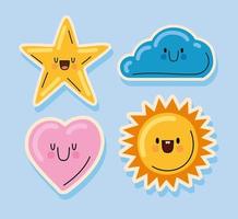 four cute patches vector