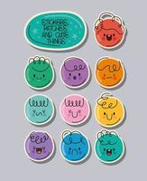ten cute badges vector