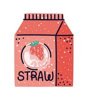 strawberry milk carton vector