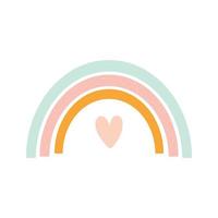 rainbow with one heart bottom of it vector