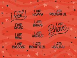 nice affirmation phrases vector