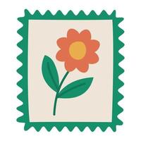 sello de correos de flores vector