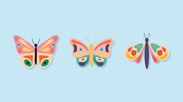 conjunto de mariposas dibujadas a mano vector