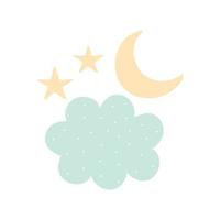 moon and cloud on white background vector