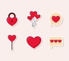 bundle of valentine day icons vector