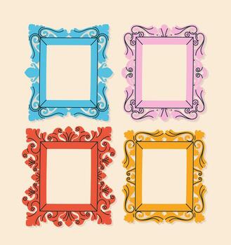 four colored frames vector