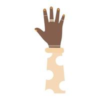 afroamerican arm with one hand and yellow nails vector