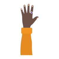 Brazo afroamericano con una mano y uñas beige. vector