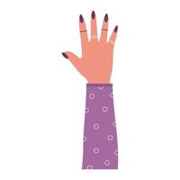 arm with one hand and purple nails vector