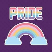 pride lettering with lgbtq pride colors on a rainbow vector