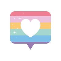 message bubble with pride lgbtq color and one heart vector