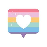 message bubble with pride lgbtq color and one heart vector