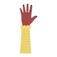 caucasian arm with one hand and black nails vector