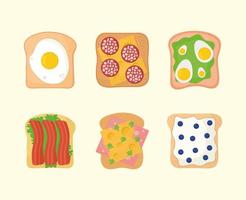 set of bread with stuff in the top of it vector