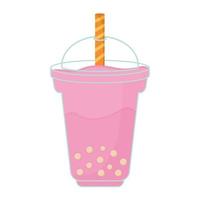 milkshake with a pink color and bubbles vector