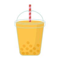 milkshake with a yellow color and bubbles vector
