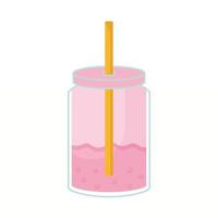 bubble tea with a ligth pink color and bubbles vector