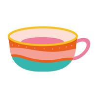 cup of tea with a lines of different color and dots vector