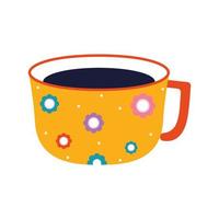 taza de té de color amarillo y flores vector