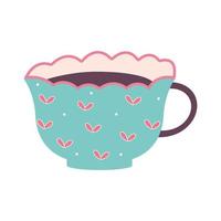 cup of tea with a hearts and dots vector