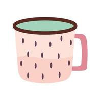 taza de té con un color rosa y puntos oscuros vector