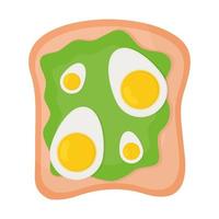 bread with guacamole and eggs in the top of it vector
