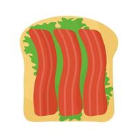 pan con una lechuga y tocino encima vector