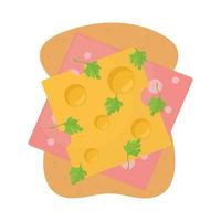 bread with one piece of jamon and cheese in the top of it vector