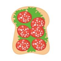 bread with lettuce and tomatoes on top vector