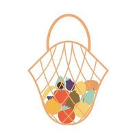 eco bag with a fruits inside of it over a white background vector