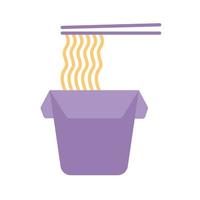 box with noodles and two chopsticks vector