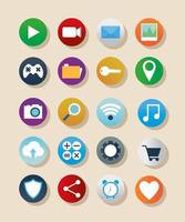 bundle of apps icons on a salmon color background vector