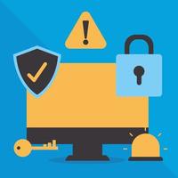 bundle of security icons on a blue background vector