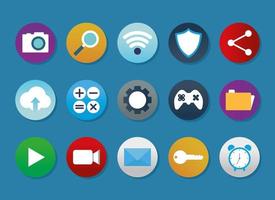 set of apps icons on a blue background vector