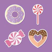 bundle of candys icons over a purple background vector